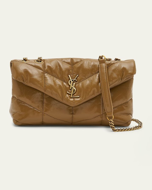 Lou Puffer Toy YSL Shoulder Bag in Quilted Crinkled Leather